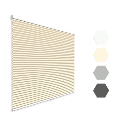 Cellular Shades Cordless Light Filtering Window Curtains for Privacy Protection Easy to Install Top Down Indoor Cordless Honeycomb Blinds for Windows, Custom Size White