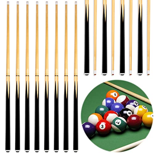 Wettarn 8 Sets Pool Sticks 2 Piece 58 Inch Bar Billiard Pool Cue Table 12 oz 13 mm Glue for Tips Hardwood Wooden Cue Sticks for Adults, Beginner, Father Day, Men, Player, Starter, Club, Party, Gift