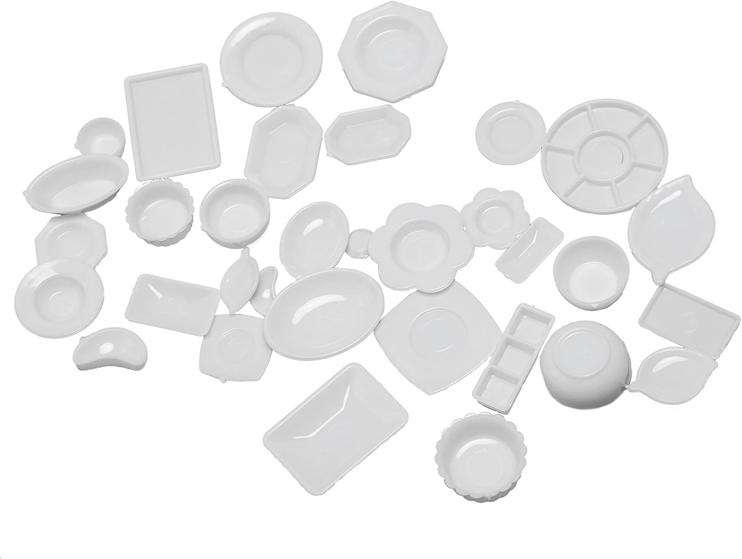 Fateanuki 1 12 Scale Doll House 34Pcs Plates Set Miniature Plate Multistyle Tableware Dish Kitchen Accessory Dollhouse Toy Dining Table Furnitures Decoration Accessories