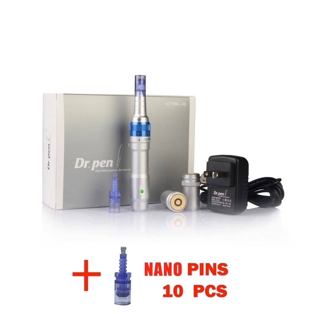 Dr. Pen Derma Pen Ultima A6 Most Advanced Rechargeable Microneedle System + 10 Nano Cartridges