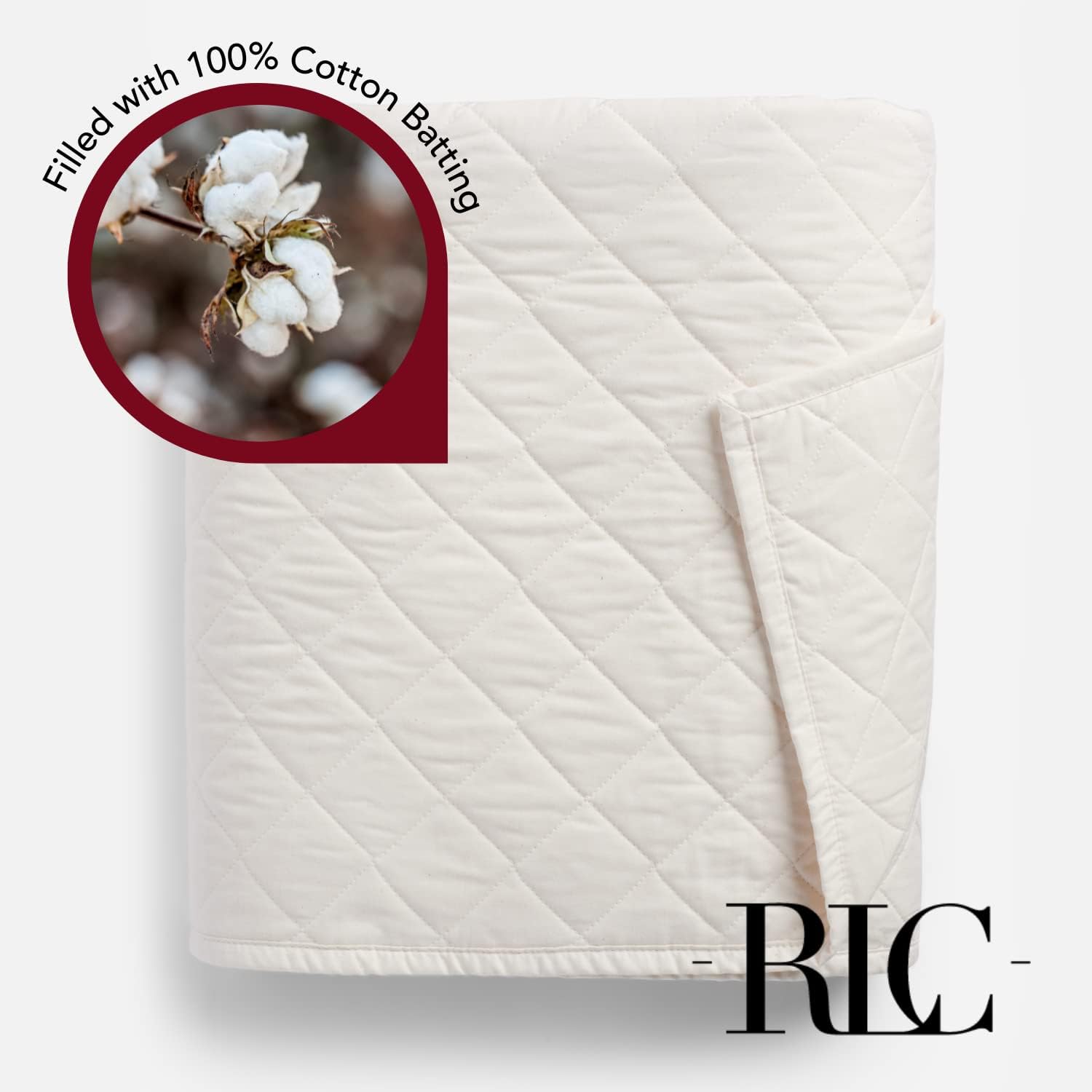 Red Land Cotton Classic Luxury Quilt | American Grown 100% Cotton Batting | Lightweight All Season USA Made Vintage Style Bedspread | Durable Oversized and Machine Washable | King/Cal King | Natural