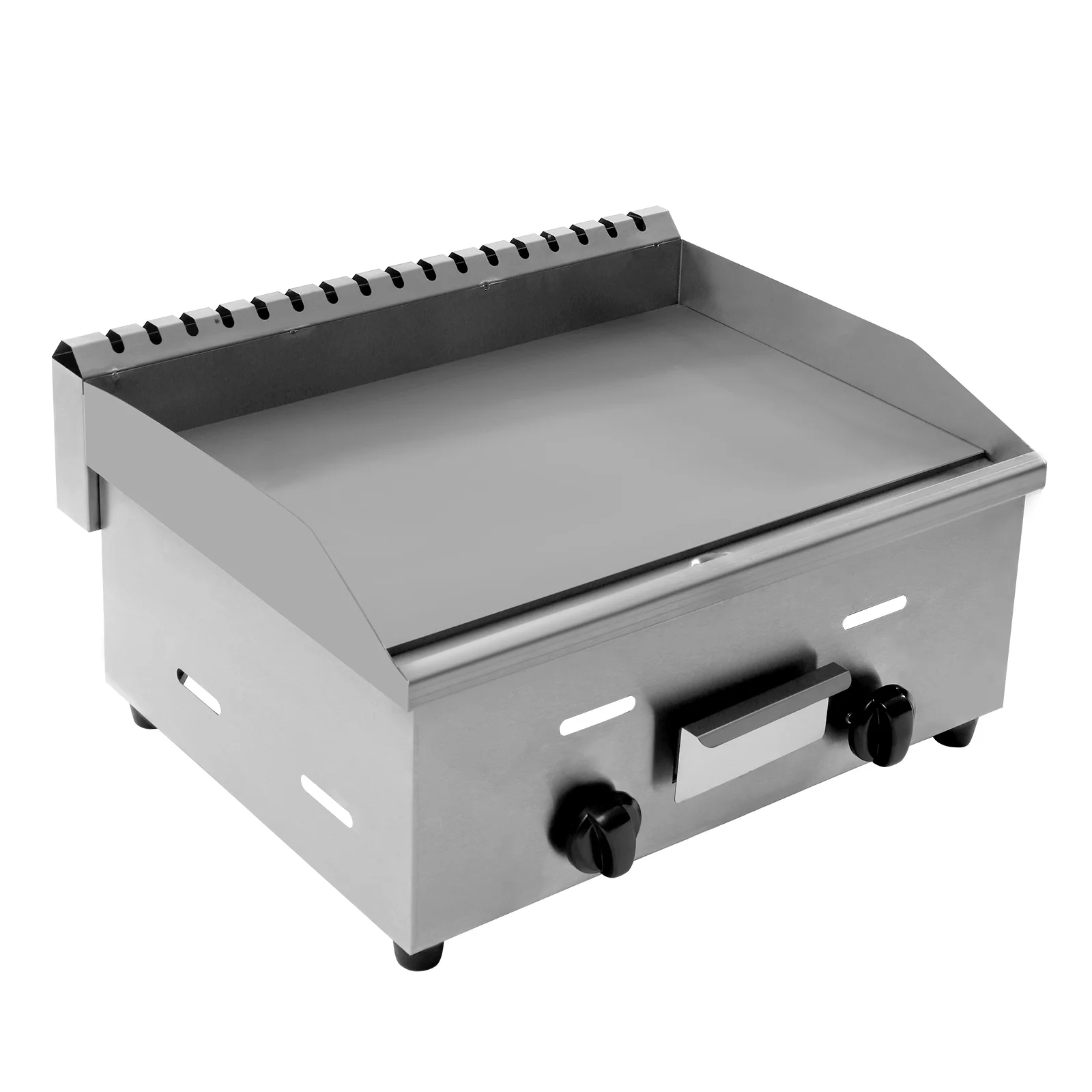 Miumaeov Commercial Gas Griddle, 430 Stainless Steel Flat Grill, Non-Stick Lpg Gas Countertop Food Griddle, Two Independent Switches, 13.78*21.65inch Large Grill Plate