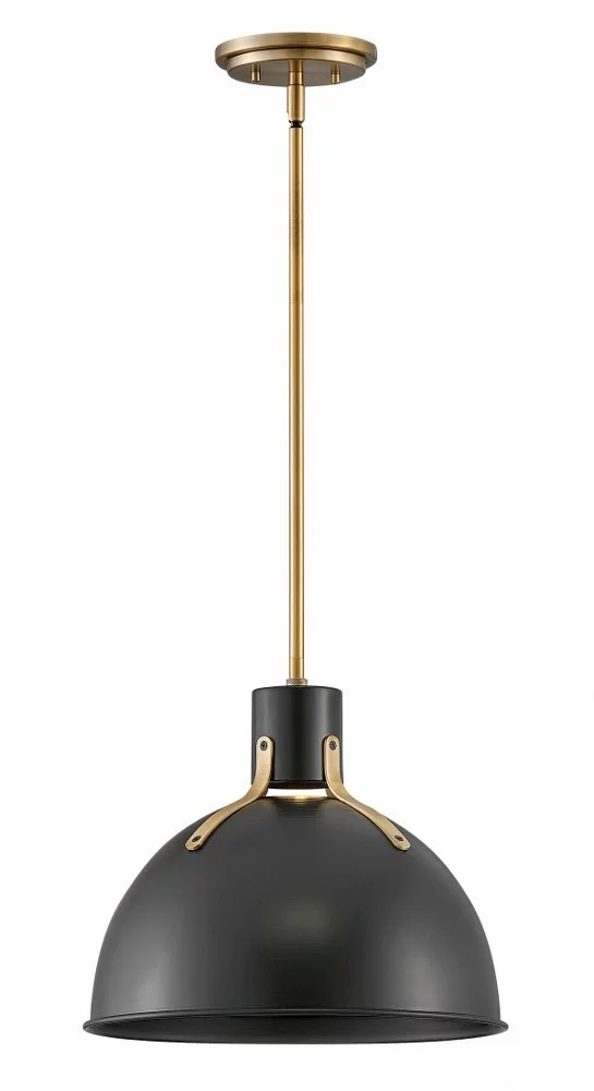 3487SK-Hinkley Lighting-Argo - 14 Inch 6.5W 1 LED Small Pendant-Satin Black Finish
