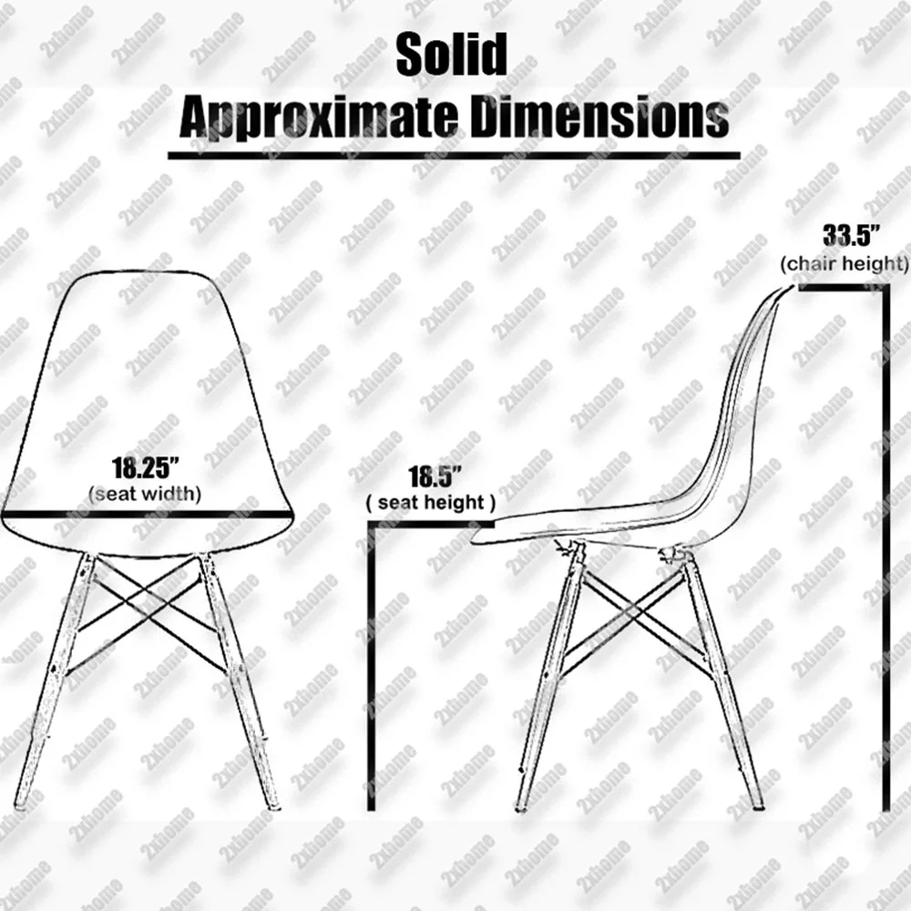 Homelala - Set of 4 White - Plastic Side Black Dark Wood Legs Eiffel Dining Room Chair - Lounge Chair No Arm Armless Less Chairs Seats Molded Plastic