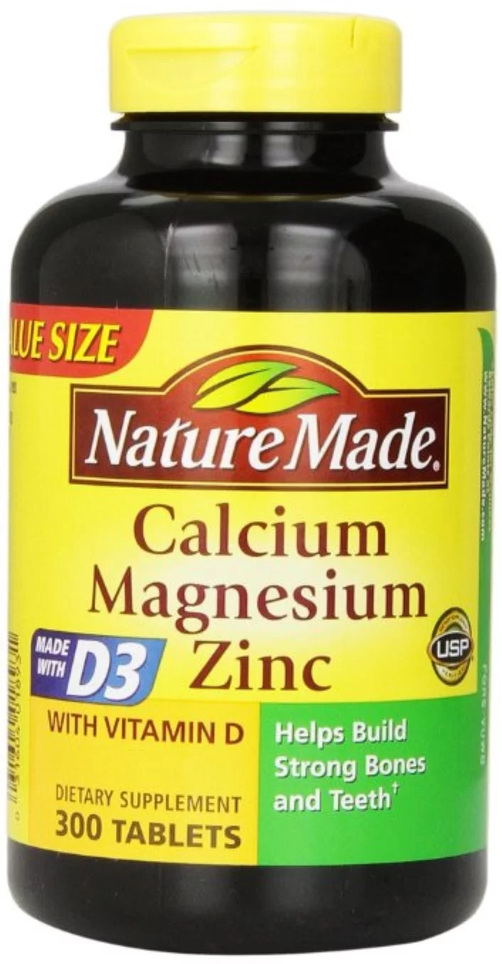 Nature Made Calcium Magnesium Zinc Tablets, 300 ea (Pack of 2)