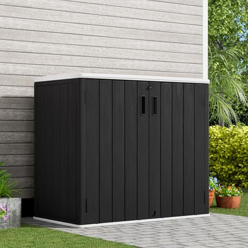 KINYING Outdoor Vertical Storage Shed,57 Cu.ft Outdoor Storage Cabinet Waterproof,Resin Sheds & Outdoor Storage Clearance for Garden,Patio,Backyard,Lockable (Brown)