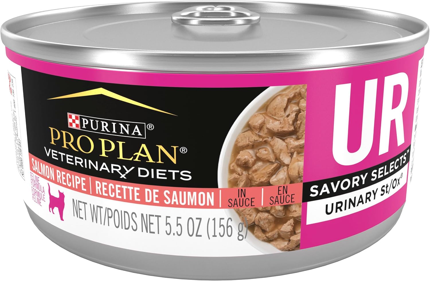 Purina Pro Plan Veterinary Diets UR Urinary St/Ox Savory Selects Feline Formula Salmon Recipe in Sauce Wet Cat Food - (Pack of 24) 5.5 oz. Cans