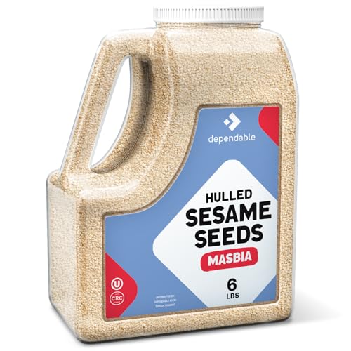 Dependable Food Natural Sesame Seeds - 5 LB. Jar - Bulk Raw Sesame Seeds for Unhulled, Nutty Goodness - Premium Quality, 100% Natural Sesame Seed - Perfect for Cooking, Baking, and Snacking