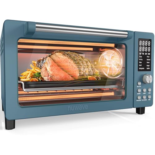 Nuwave Bravo Pro Smart 21QT Toaster Oven Air Fryer Combo, Convection Oven Countertop, 10 functions all in 1, with even & quick crisp technology, 50-450°F, 1800W, Stainless Steel