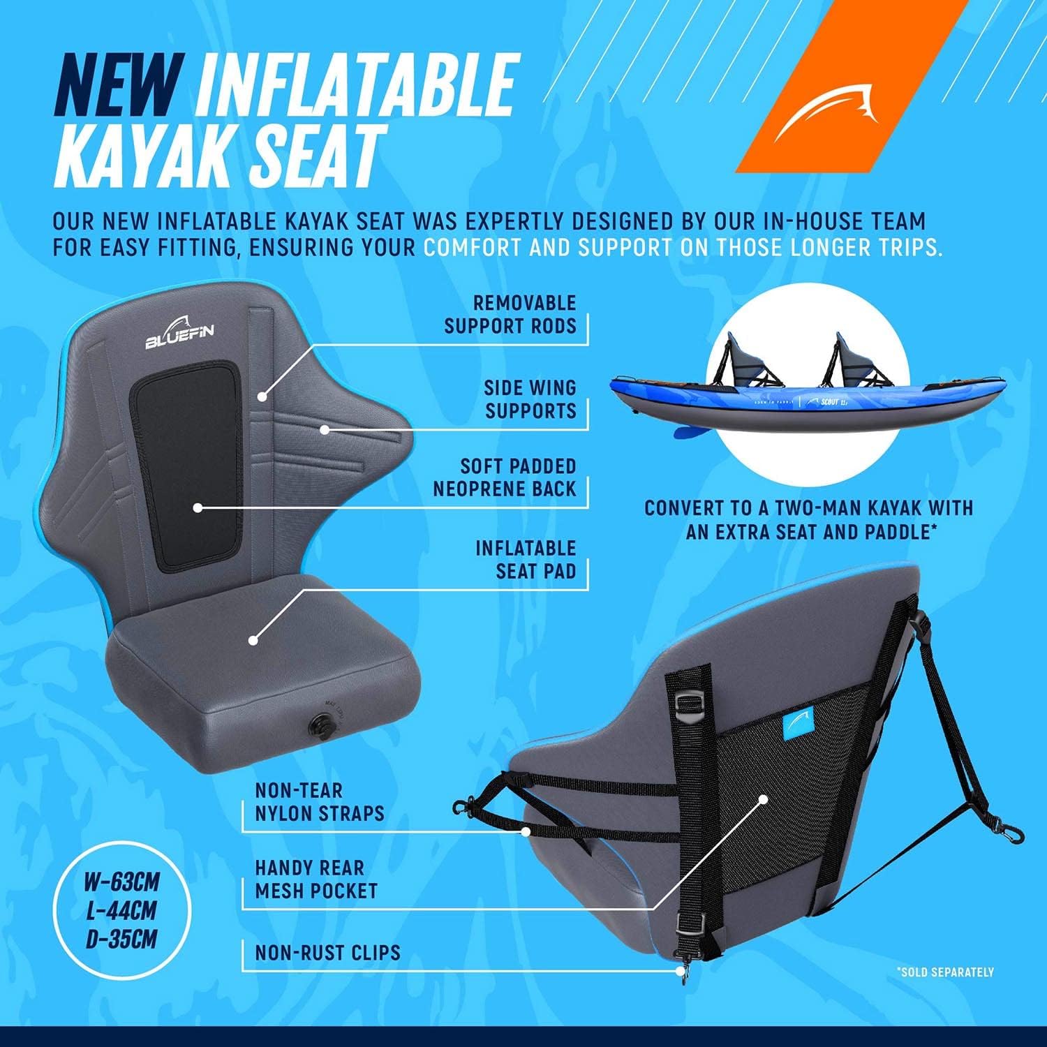 Bluefin Scout Inflatable Kayak, Inflatable 1 Person Kayak, Inflatable Canoe Alternative