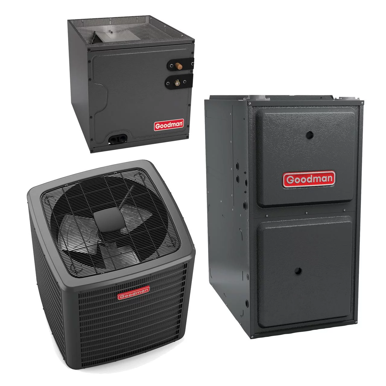 Goodman 2 Ton 17.2 SEER2 80,000 Btu 97% Afue 2-Stage Gas System (1,200 CFM) - GSXC702410 - CAPFA2422B6 - GMVM970803BN - TX2N4A