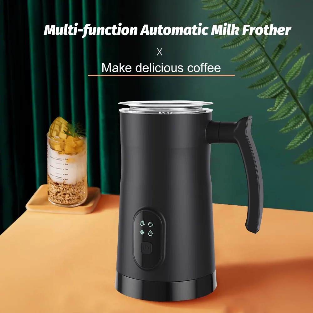 Walmeck Electric Milk Frother Stainless Steel 4 in 1 Hot/Cold Foam Maker Silent Operation 400W Non-Stick Interior 11.84oz/350ml Automatic Milk Frother and Steamer for Coffee Hot Milk