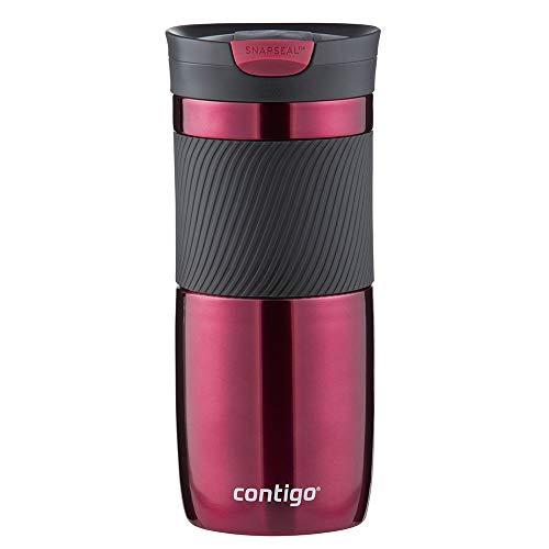 Contigo Byron Snapseal Travel Mug, Stainless Steel Thermal Mug, Vacuum Flask, Leakproof Tumbler, Coffee Mug with BPA Free Easy-Clean Lid, 590 ml, Black