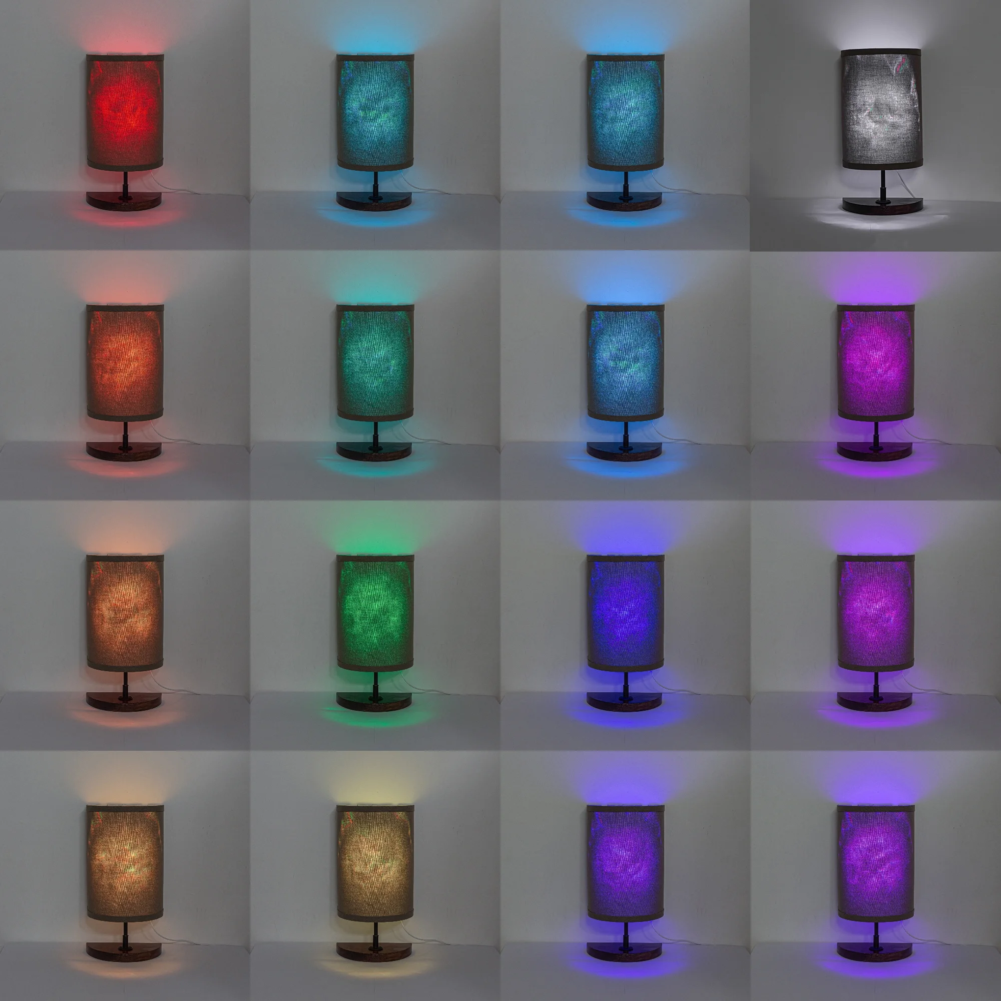 Kiven Half Shade Table Lamps, Modern LED Table Light with Fabric Half Lamp Shade, 1-Light Dimmable Rippling Water Effect Atmosphere Lamp with Half Wood Holder