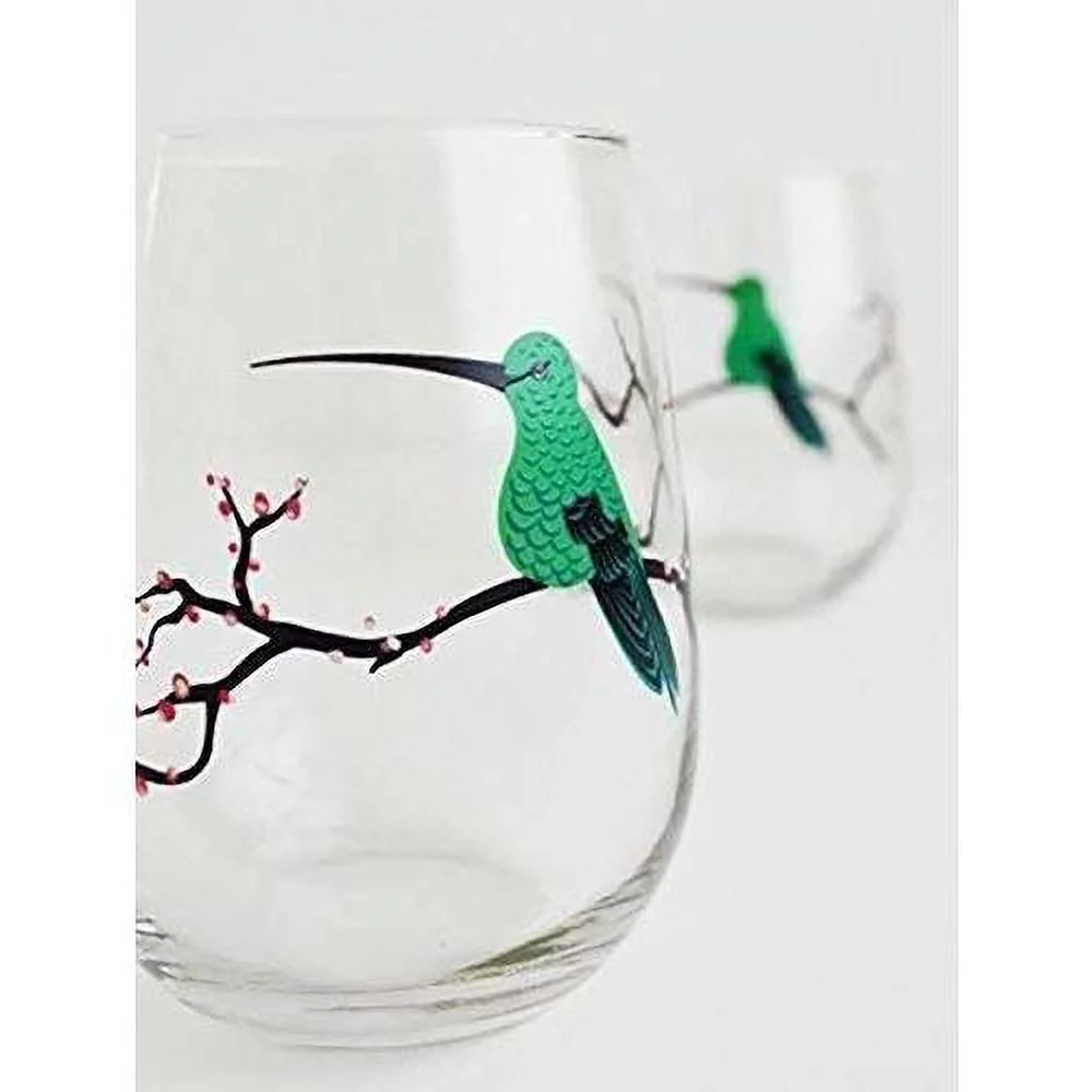Hummingbird Glassware, Hummingbird Glasses - Set Of 4 Stemless Hummingbird Glasses, Painted Glasses