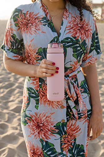Ello Cooper 32oz Stainless Steel Water Bottle with Straw and Carry Handle, Double Walled and Vacuum Insulated Metal, Leak Proof Locking Lid with Soft Silicone Spout, Reusable, BPA Free, Yucca