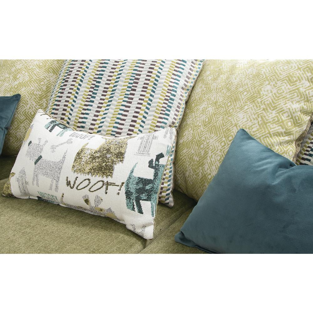 American Furniture Classics Model 8-010-A238V5 Urban Square Arm Green Sofa with Eight Throw Pillows