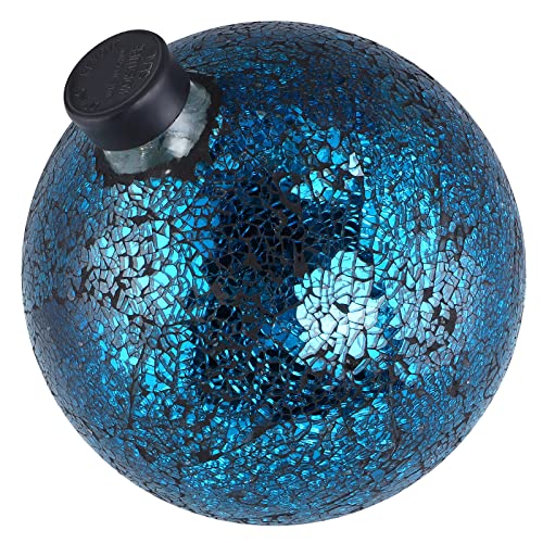 Mosaic Gazing Ball, 10-Inch Decorative Gazing Globe, Glass Gazing Sphere for Garden, Outdoor Landscape Decor (Navy Blue)