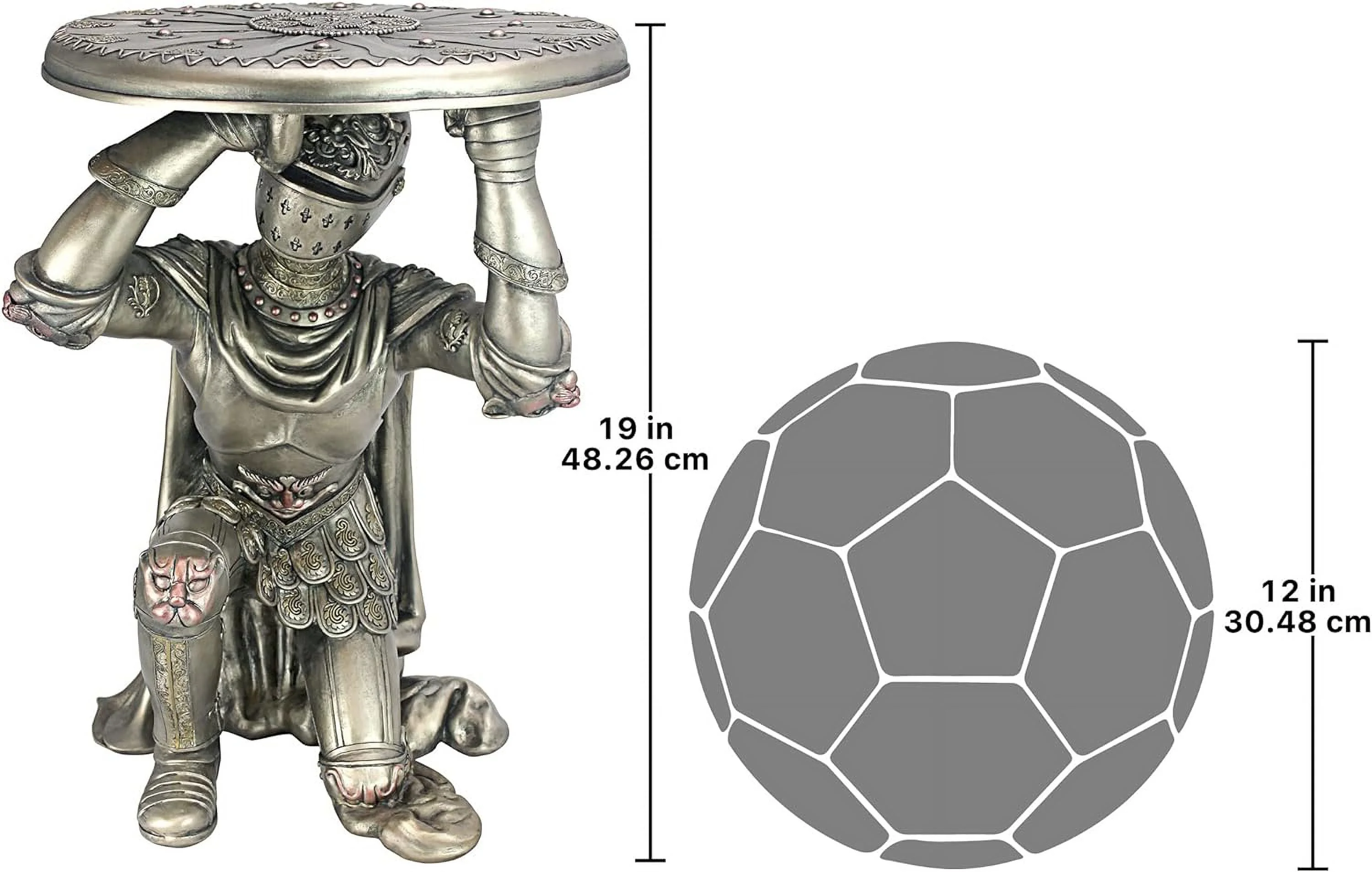 Battle Of Slaughterbridge Gothic Sculptural Side Table, 13.5D X 14W X 19H In, Pewter Finish