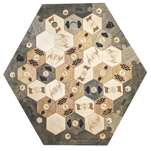 Custom Wood Settler Game Board - 2-4 Players | Main Board Only Ebony Frame | Compatible with Catan