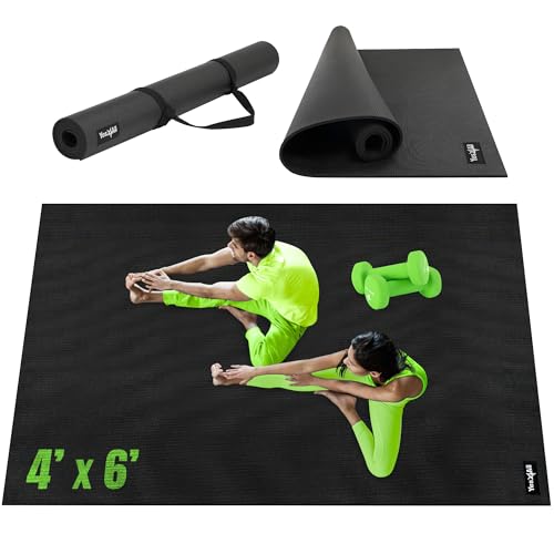 YES4ALL Large Exercise Mat for Home Gym, 6'x4'x7mm Thicker Foam Fitness Workout Mats, Gym Flooring for Cardio, Shoe-Friendly