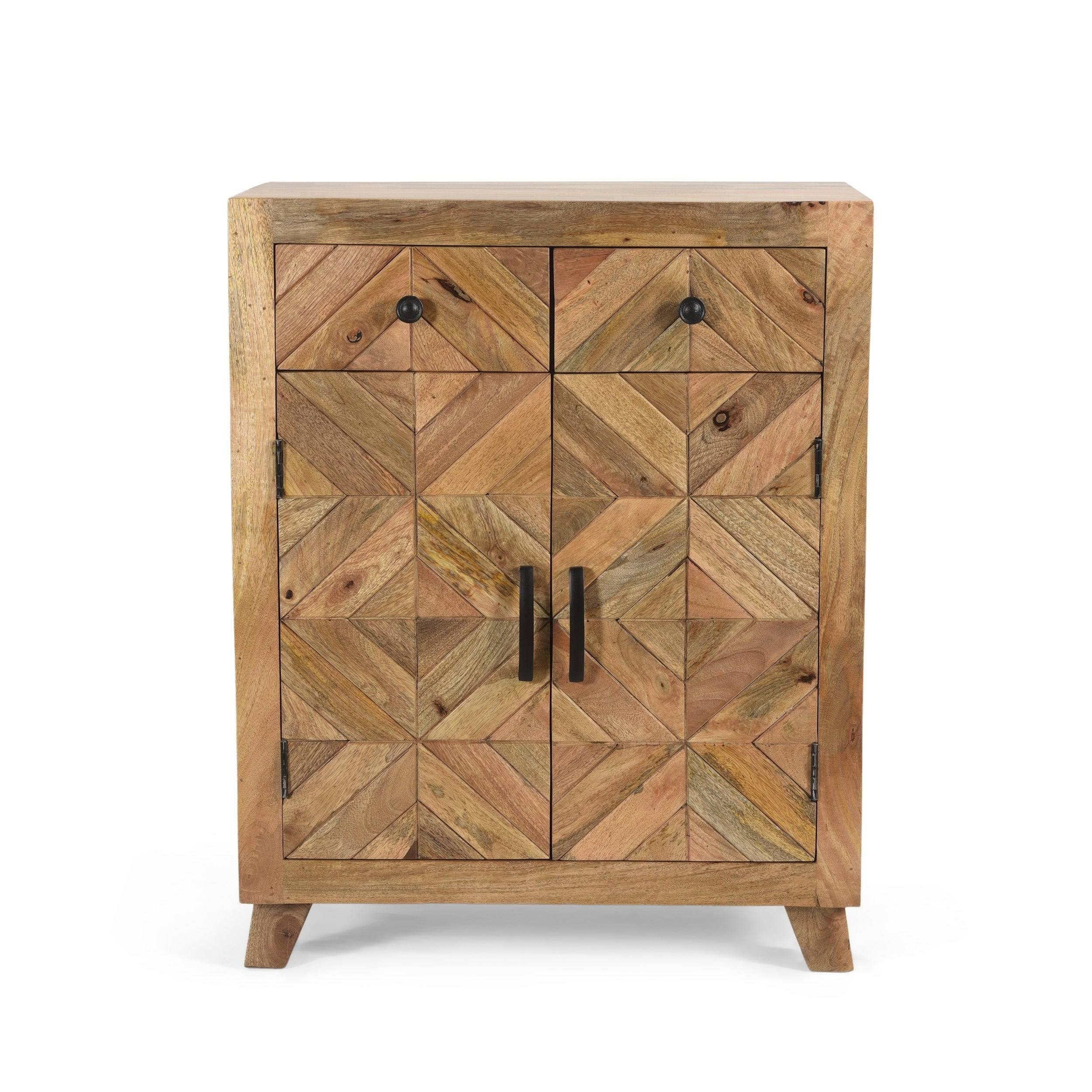 Latham Boho Handcrafted Mango Wood 2 Door 2 Drawer Cabinet by Christopher Knight Home (Natural Brown) 311203