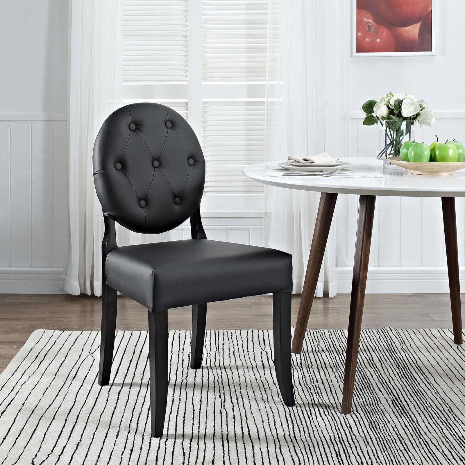 Modway Button Dining Vinyl Side Chair in Black