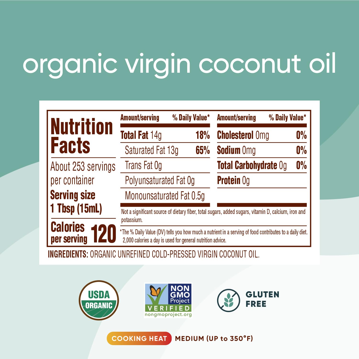 Nutiva Organic Coconut Oil 128 fl oz, Cold-Pressed, Unrefined Cooking Oil, Natural Hair Oil, Skin Oil, Massage Oil, USDA Organic, Extra Virgin Coconut Oil (Aceite de Coco)
