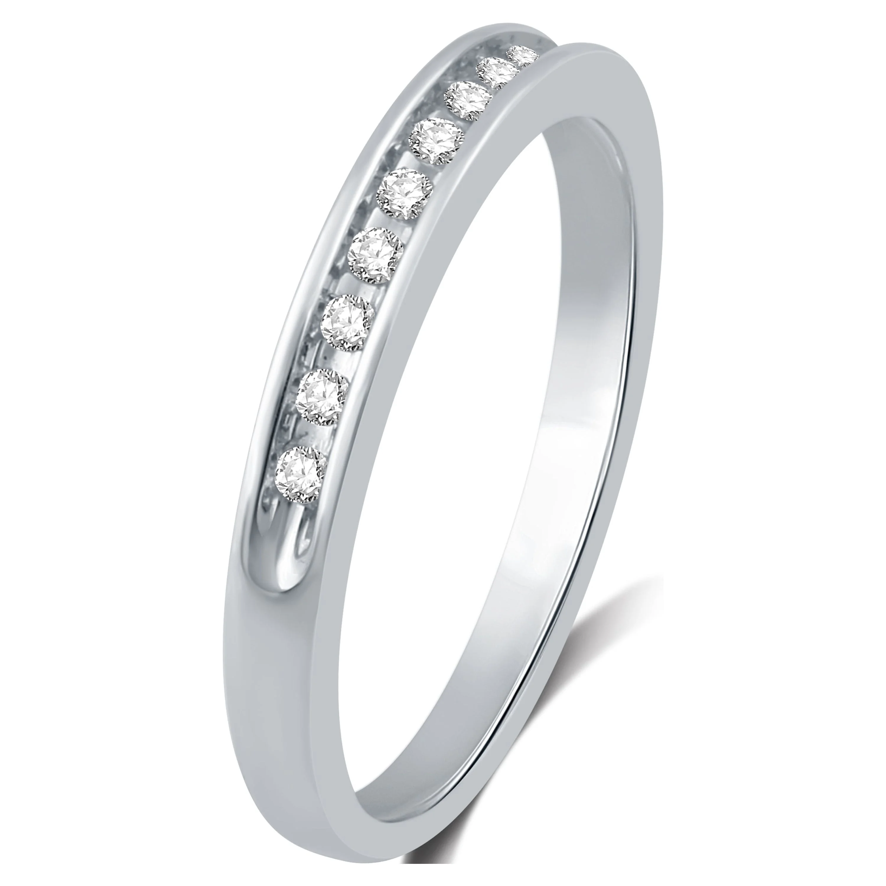 Forever Bride 1/10 Carat T.W. Round Diamond Anniversary,Wedding Channel Band in Sterling Silver