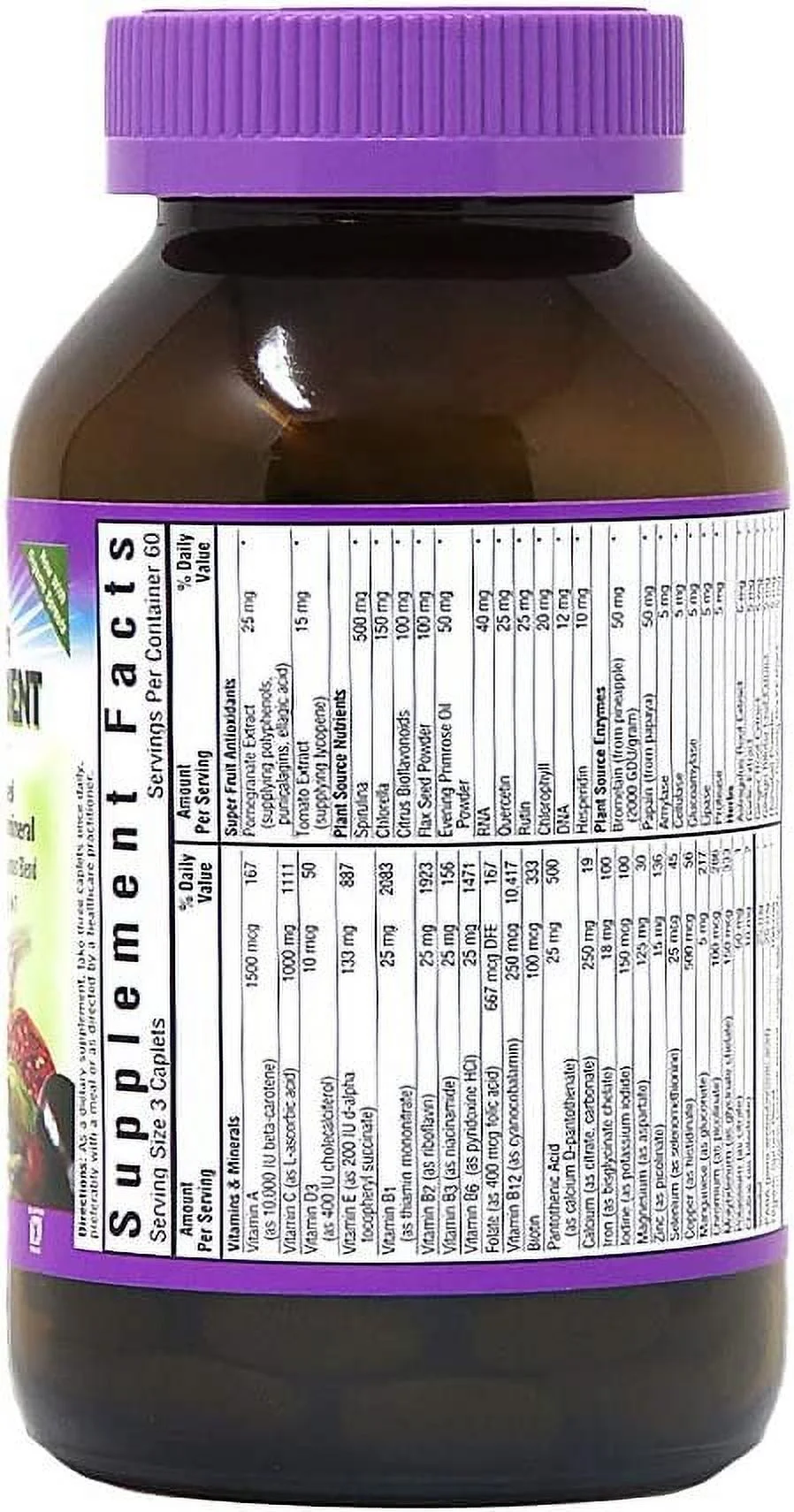 Bluebonnet Nutrition Super Earth MultiNutrient Formula with Iron, for Daily Nutritional Support, Gluten-Free, Kosher Certified, Dairy Free, Vegetarian Friendly, 60 Servings, Green, 180 Count
