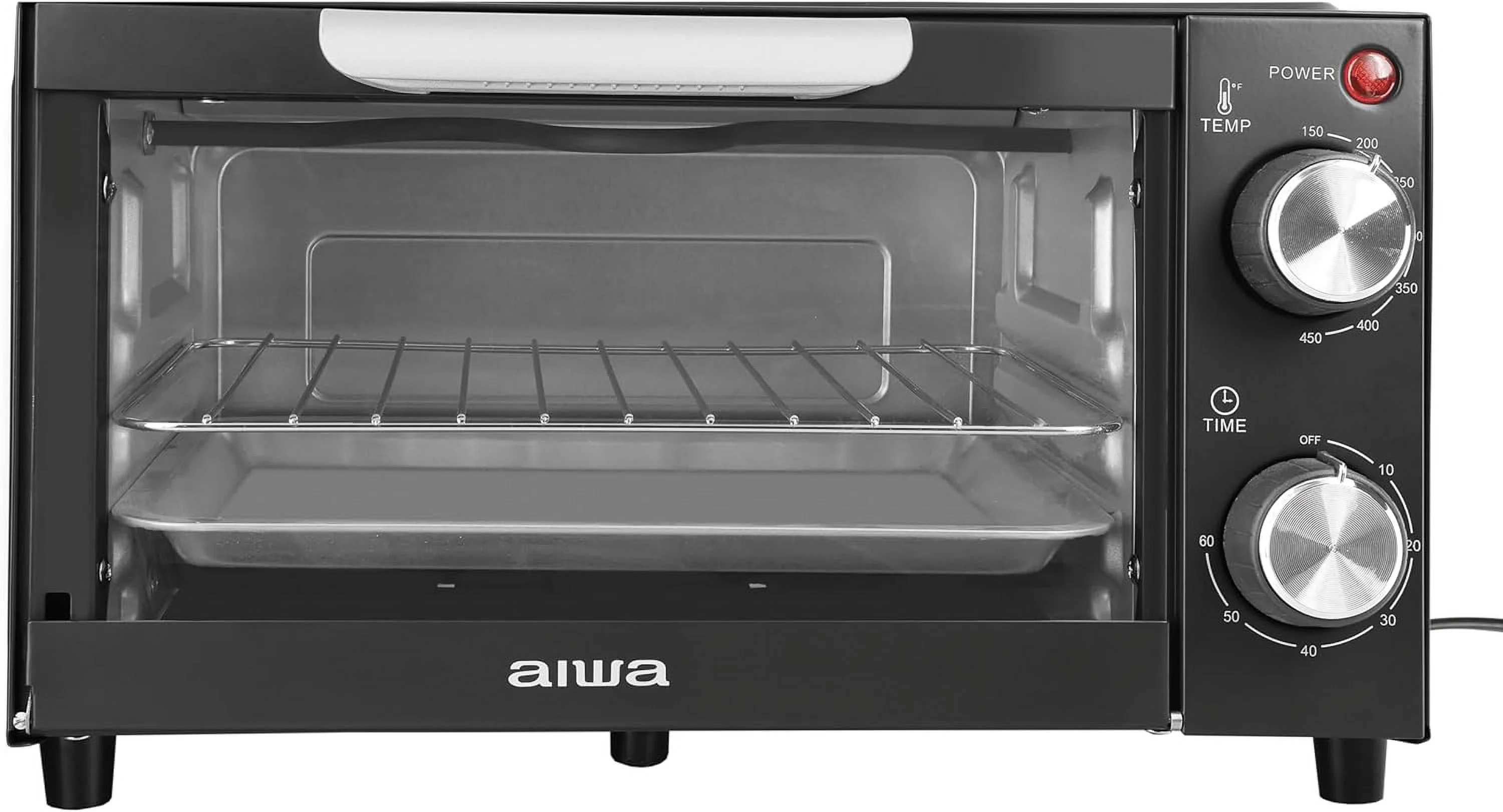 Countertop Toaster Oven With Baking Tray, Bake Toast Cook And Broil, Temperature Control, 60 Minute Timer Knob, Automatic Shutoff, Baking Tray And Crumb Tray Included, Black