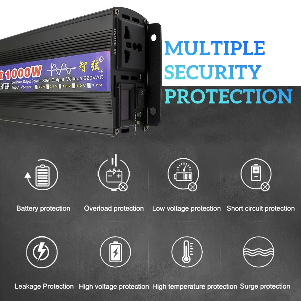 Pure Sine Wave Inverter,MDHAND 1000 Watt Power Inverter, DC 12V to AC 120V Car Inverter, with LED DisplayPower Converter, for RV Truck, Car, Solar System, Travel