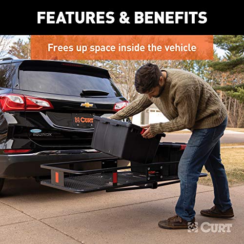 CURT 18153 60 x 24-Inch Basket Hitch Cargo Carrier, 500 lbs Capacity, Black Steel, 2-In Folding Shank