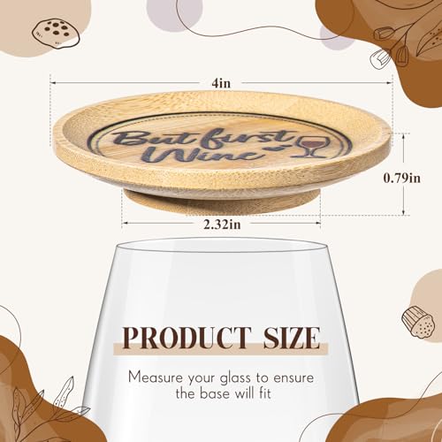 Tessco 8 Pcs Wine Glass Charcuterie Topper Plates Gift Wine Glass Covers Bamboo Wine Glass Topper Coasters Plate Wine Glass Charcuterie Board Topper for Wine Accessories Housewarming Gift Restaurants