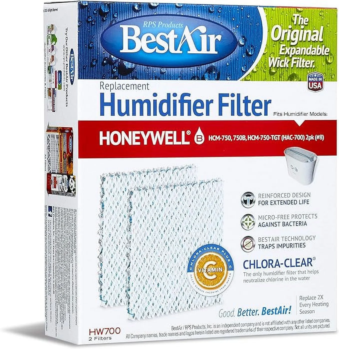 BestAir HW700, Honeywell Replacement, Paper Wick Humidifier Filter, 5.9