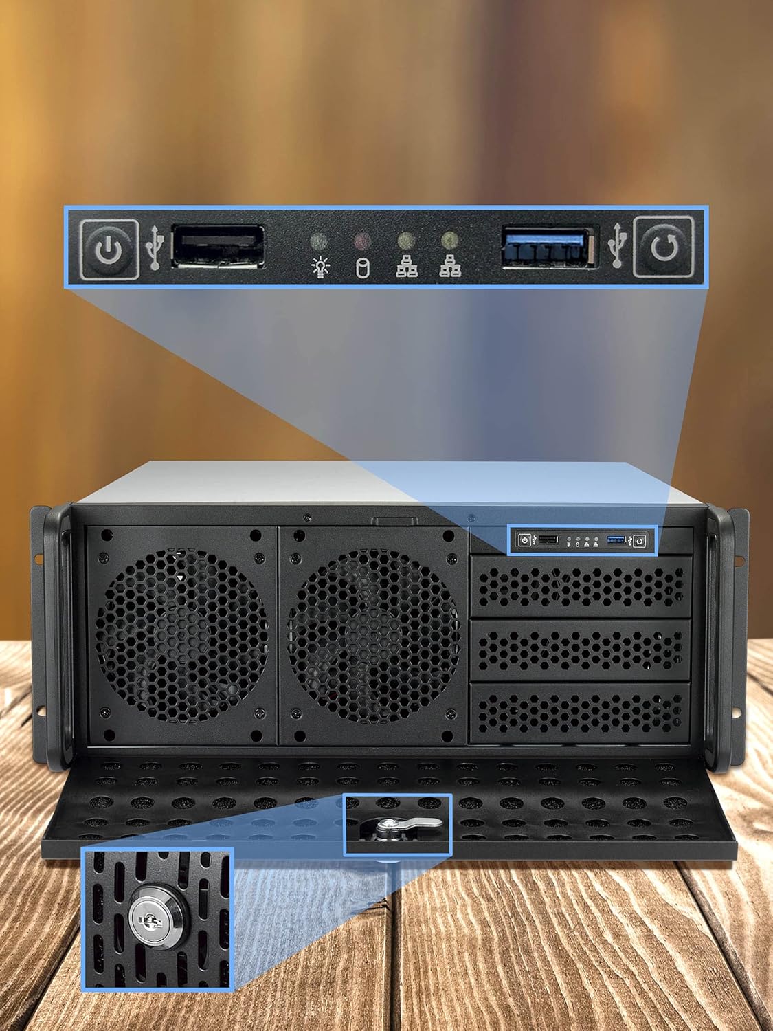 Rosewill 4U Server Chassis 11 Bay Server Case 8X 3.5 + 3X 5.25 HDD, E-ATX, Rackmount Server Case, Include Front 5X 120mm Fans Rear 2X 80mm Fans Metal Rack Mount Computer Case 25 Deep, RSV-L4000U