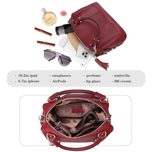 HESHE Womens Genuine Leather Handbags Purse Crossbody Satchel Tote Bags Ladies Real Leather Bags