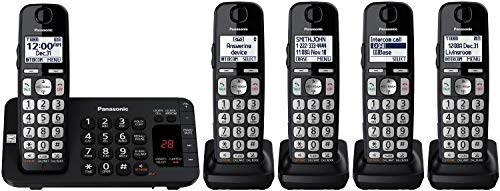 Panasonic DECT 6.0 Expandable Cordless Phone System with Answering Machine and Call Blocking - 2 Handsets - KX-TGE432B (Black)