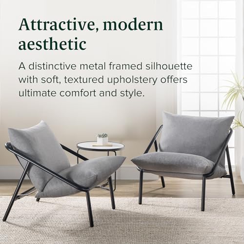 ZINUS Aidan Sling Accent Chair, Metal Framed Armchair with Shredded Foam Cushioning, Black