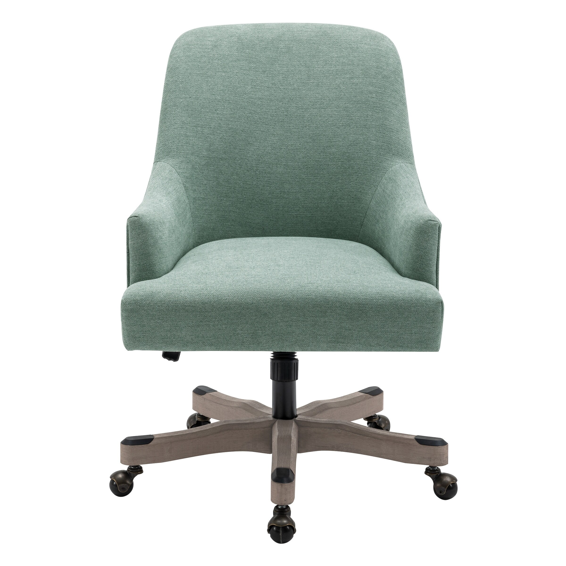 Bradwell Office Chair in Mint Fabric -Rustic Wood Base-Semi Asm