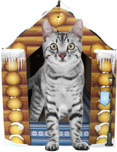 Christmas Cat House & Cat Scratcher w/Bonus Catnip Included