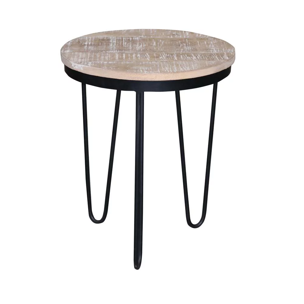 Progressive Furniture T832-69 Round End Table, Natural Reclaimed & Iron