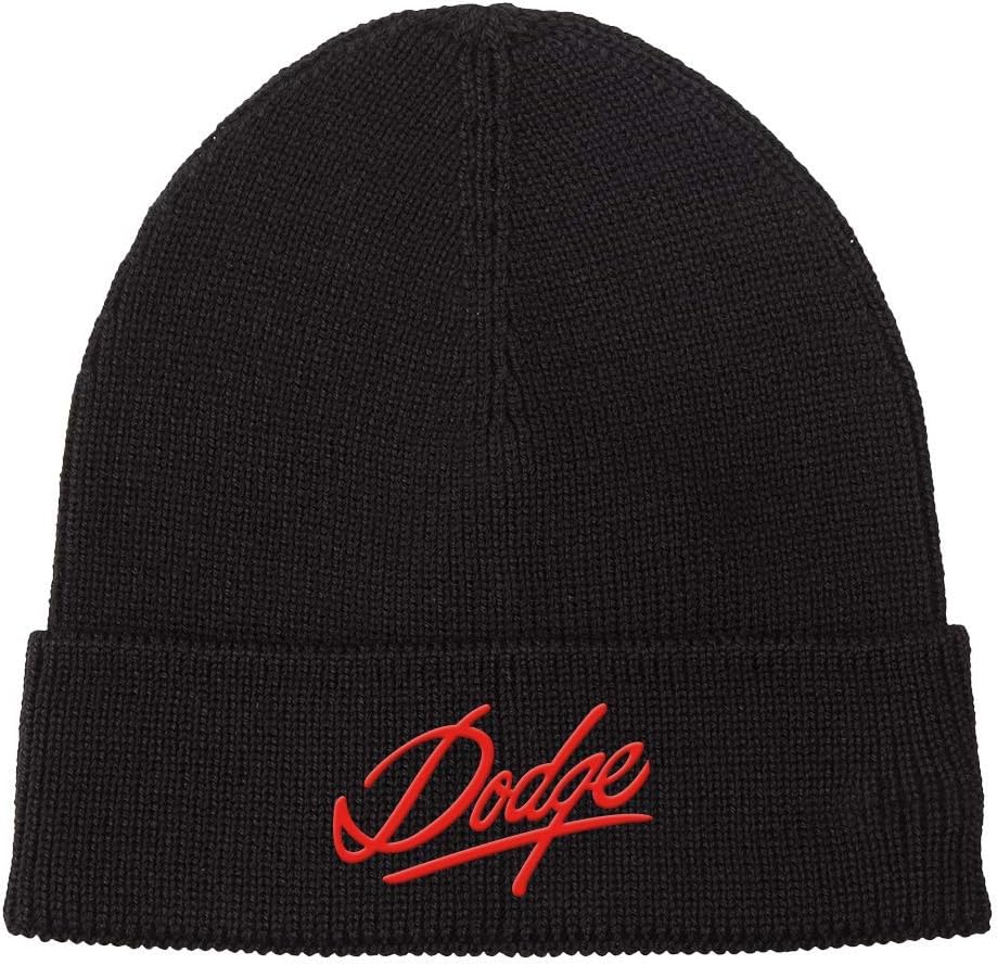 Dodge Script Logo Embroidered Beanie Black