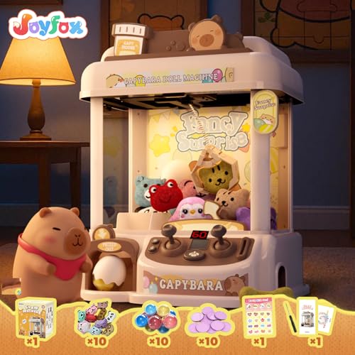 Claw Machine for Kids, Capybara Mini Vending Machine for Age 3+, Toy Claw Machines with Plush and Squishy Prizes for Girls, Candy Grabber Dispenser Toy for Boys, Birthday Gifts for Kids Age 3-8