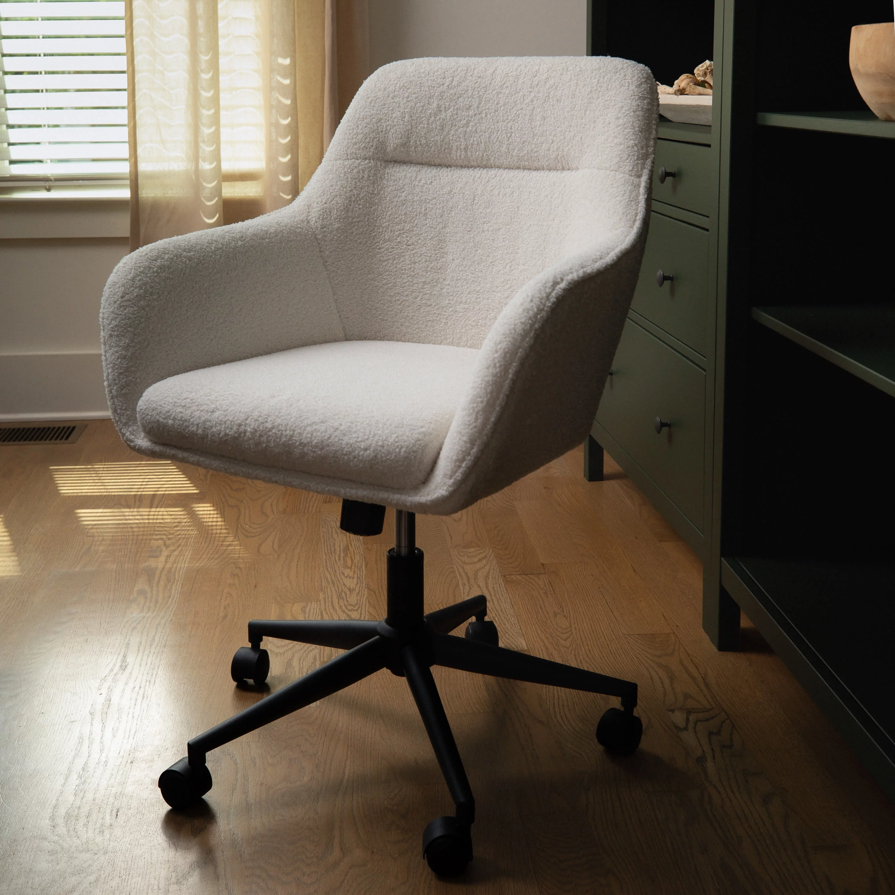 Martha Stewart Rayna Upholstered Office Chair in White/Oil Rubbed Bronze