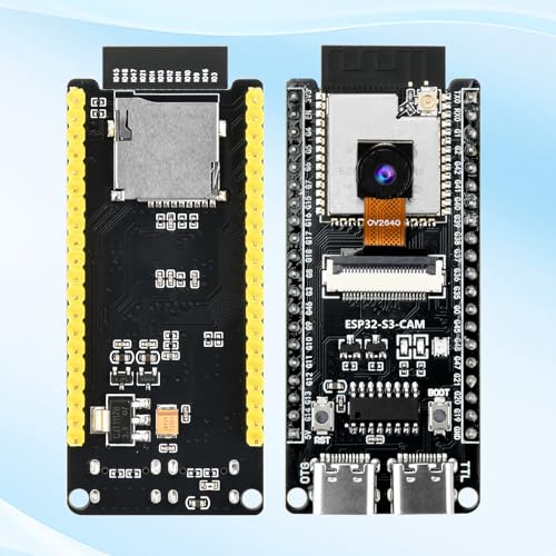 3Pcs ESP32-S3-CAM Development Board with OV2640 Camera, ESP32-S3-WROOM N16R8 Module with Dual Type-C Interface Support Wi-Fi and Bluetooth MCU Microcontroller for IoT, DIY and AI Project