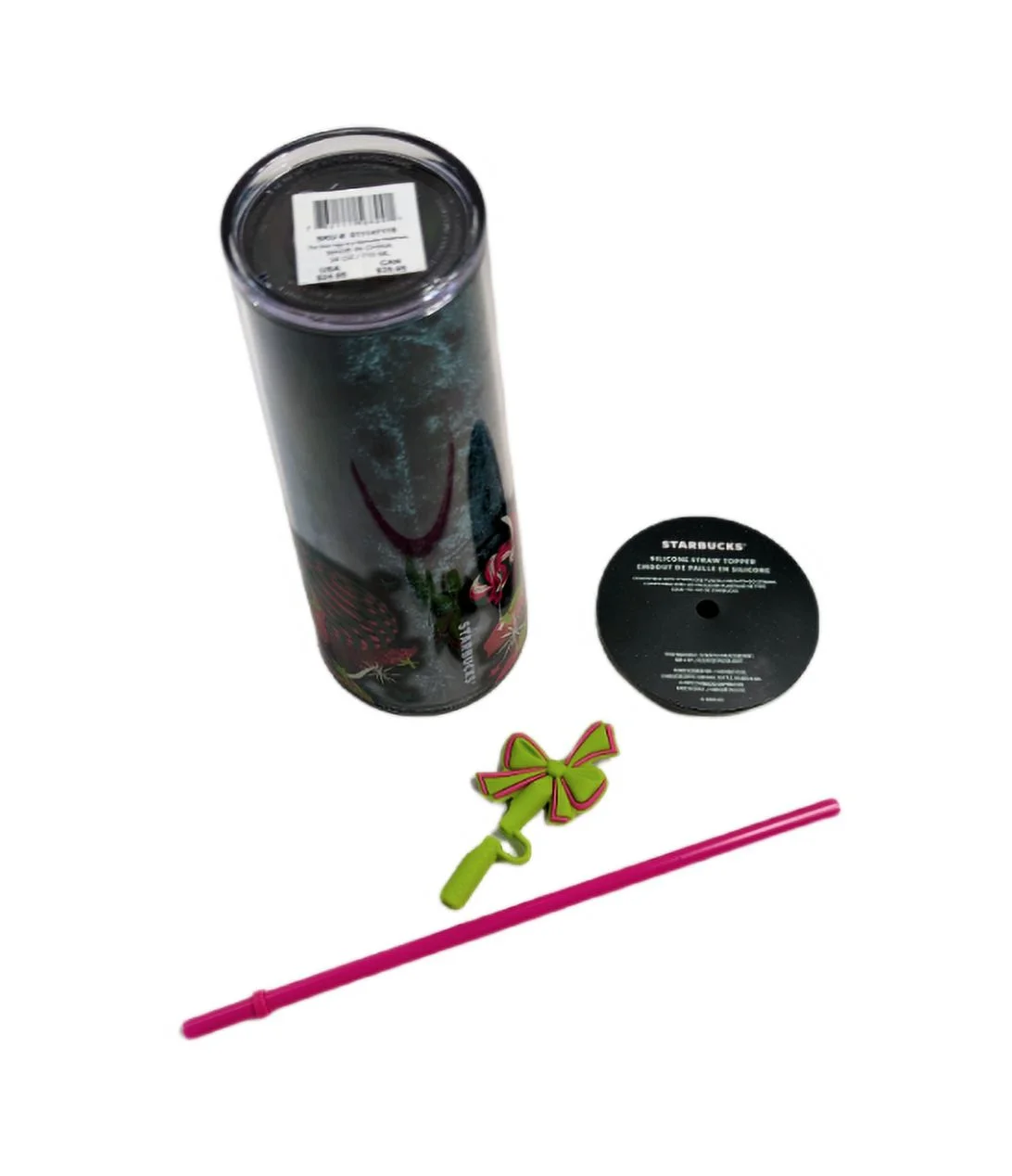 Starbucks Tumbler Cup with Silicone Straw Topper Holiday 2023 24 oz