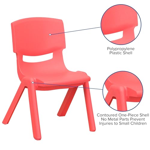 EMMA + OLIVER 4 Pack Blue Plastic Stackable School Chair with 10.5