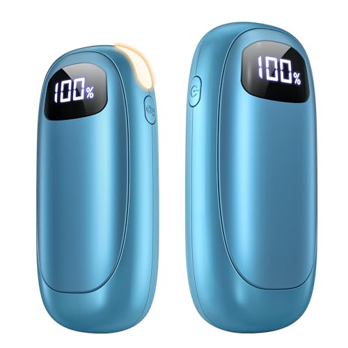 Hand Warmers Rechargeable 2 Pack, Electric Dual-Sided Heating with LED Display & Flashlight, Max 127℉, 13Hrs Long Lasting Pocket Heater for Raynauds, Hunting Essentials, Golf Gifts for Men Women