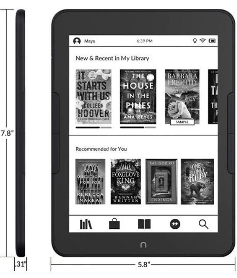 Barnes & Noble NOOK GlowLight 4 Plus eReader 7.8-inch 32GB BNRV1300 Waterproof (Renewed), Black